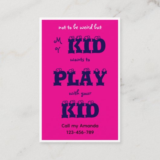 Pink Business Kid's Playdate Card Visitenkarte (Vorderseite)