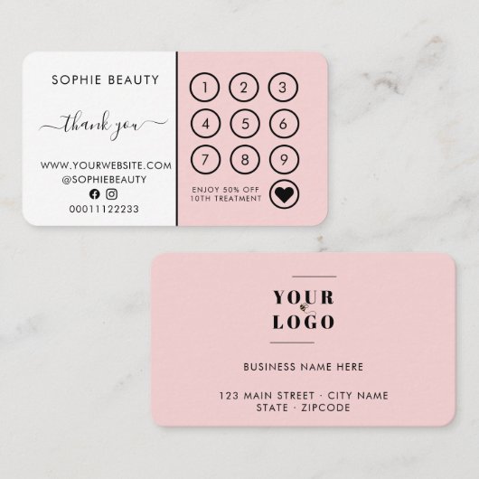 Pink Business Logo Trendly Danke Loyalty Card Treuekarte (Vorne/Hinten)