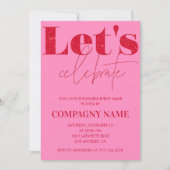 Pink Business Party einladen Lass uns feiern Einladung (Vorderseite)