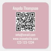 Pink Business QR Code Custom Basic Quadratischer Aufkleber (Vorderseite)