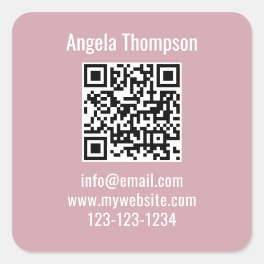 Pink Business QR Code Custom Basic Quadratischer Aufkleber (Vorderseite)