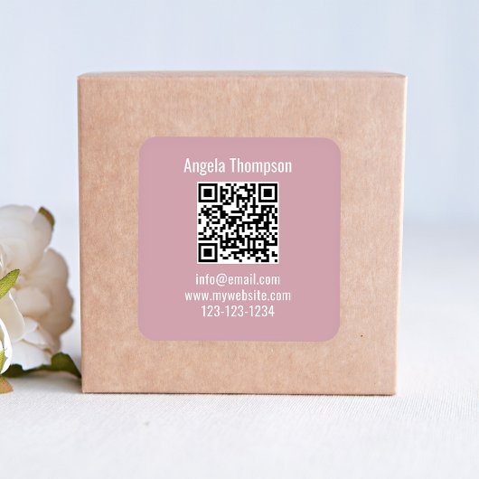 Pink Business QR Code Custom Basic Quadratischer Aufkleber