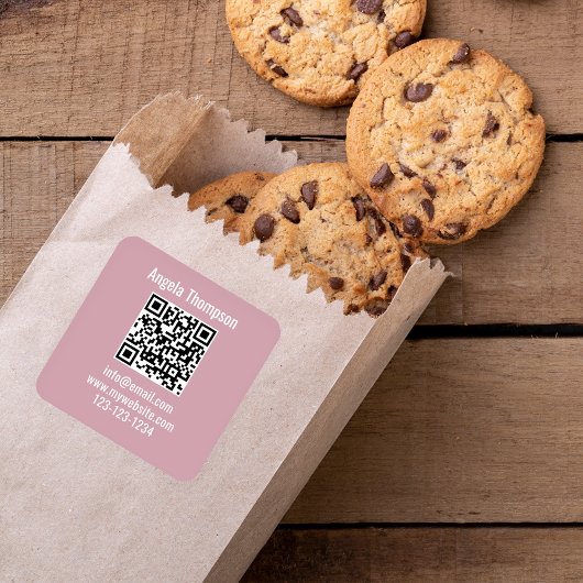 Pink Business QR Code Custom Basic Quadratischer Aufkleber