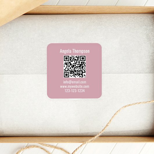 Pink Business QR Code Custom Basic Quadratischer Aufkleber