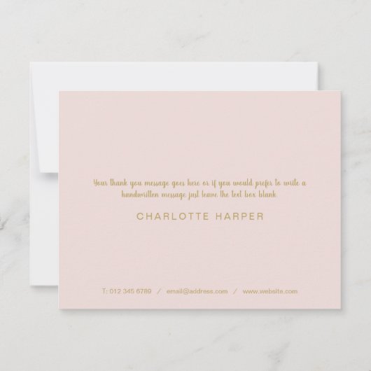 Pink Business Script Danke Spring Blätter Card (Rückseite)