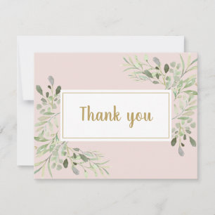 Pink Business Script Danke Spring Blätter Card