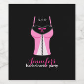 Pink Bustier Girls Night Out Junggeselinnen-Abschi Weinetikett (Einzelnes Label)