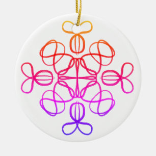 Pink Busy Bee Doodle Mandala #18 Keramik Ornament