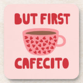 Pink But First Cafecito Untersetzer (Vorderseite)