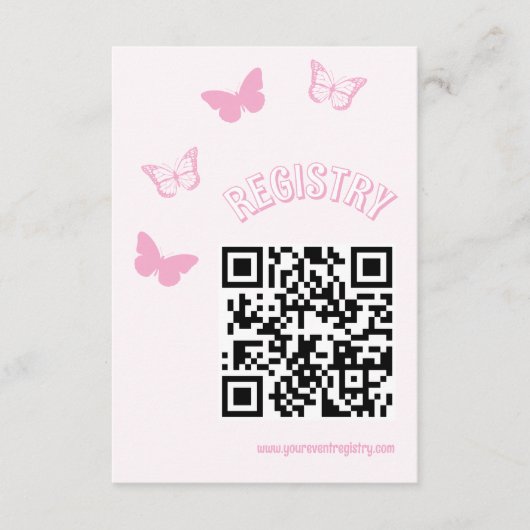Pink Butterfats Quinceanera Registrierung Begleitkarte (Vorderseite)