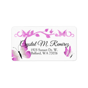 Pink Butterfells Address Labels Adressaufkleber
