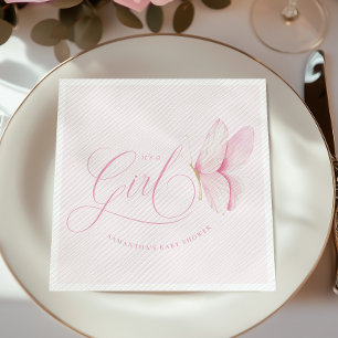 Pink Butterfells Girl Baby Duschpapier Napkins Serviette