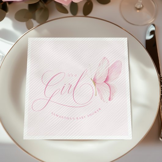 Pink Butterfells Girl Baby Duschpapier Napkins Serviette