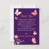 Pink Butterfells Lila Blütendusche Dankeskarte (Vorderseite)