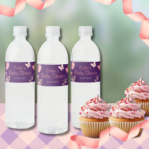 Pink Butterfells Lila Blütendusche Wasserflaschenetikett