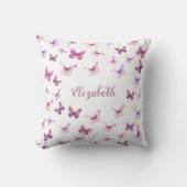 Pink Butterfells Pattern Individuelle Name Kissen (Vorderseite)