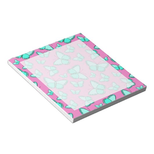 Pink Butterfets Notepad Notizblock (angewinkelt)