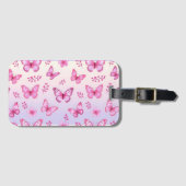 Pink butterflies and flowers pattern gepäckanhänger (Vorderseite (Horizontal))