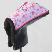 Pink butterflies and flowers pattern golf headcover (3/4 Vorderseite)