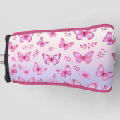 Pink butterflies and flowers pattern golf headcover (Vorderseite)