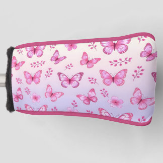 Pink butterflies and flowers pattern golf headcover
