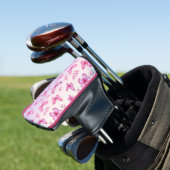 Pink butterflies and flowers pattern golf headcover (In Situ)