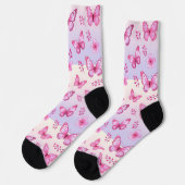 Pink butterflies and flowers pattern socken (Linkes Detail)