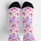 Pink butterflies and flowers pattern socken (Oben)