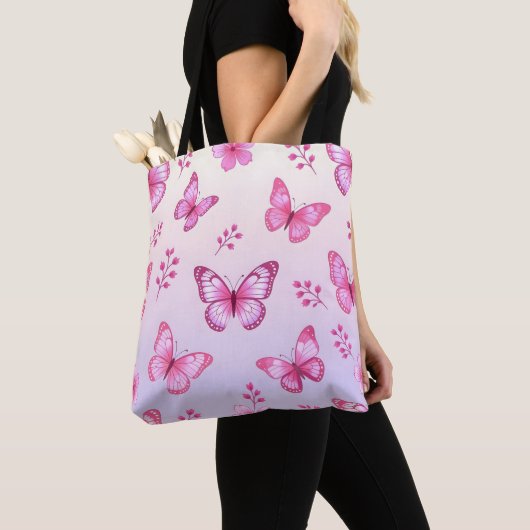 Pink butterflies and flowers pattern tasche (Von Nahem)