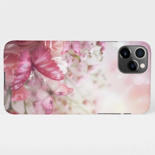 Pink butterflies and roses Phone Case iPhone Hülle (Rückseite (Horizontal))