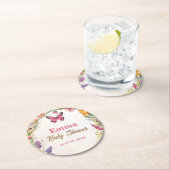 Pink Butterflies Babydusche Blumengarten Runder Pappuntersetzer (Vor Ort)