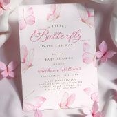 Pink Butterflies Babydusche Einladung