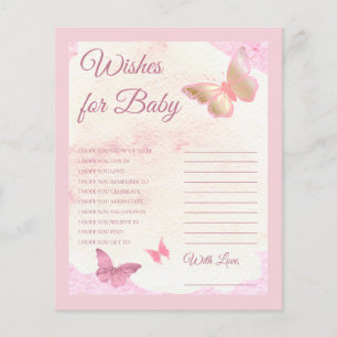 Pink Butterflies Babydusche Wünsche für Baby