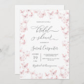 Pink Butterflies Bridal Dusche Einladung (Vorne/Hinten)