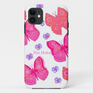Pink Butterflies-Gehäuse fügen Namen oder Nachrich iPhone 11 Hülle