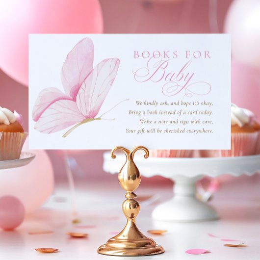 Pink Butterflies Girl Shower Books für Baby Begleitkarte