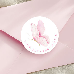 Pink Butterflies Girl Showsticker Runder Aufkleber