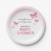 Pink Butterflies Girly Baby Dusche Pappteller (Vorderseite)