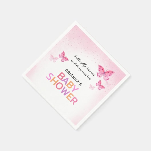 Pink Butterflies Girly Baby Dusche Serviette (Ecke)