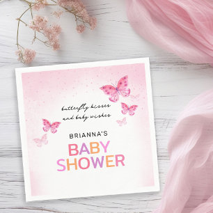 Pink Butterflies Girly Baby Dusche Serviette