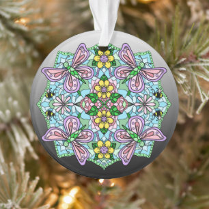 Pink Butterflies Mandala Weihnachtsschmuck Ornament