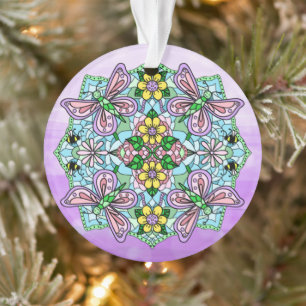 Pink Butterflies Mandala Weihnachtsschmuck Ornament