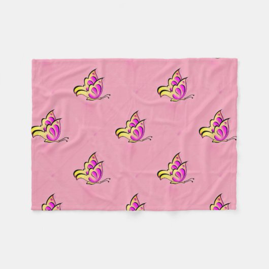 pink butterflies pattern fleecedecke (Vorderseite (Horizontal))