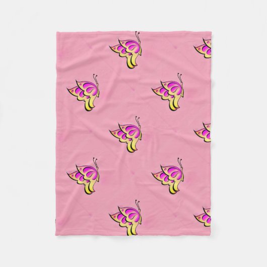 pink butterflies pattern fleecedecke (Vorderseite)