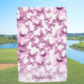 Pink Butterflies Personalized Golf Towel Golfhandtuch