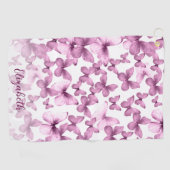 Pink Butterflies Personalized Golf Towel Golfhandtuch (Horizontal)