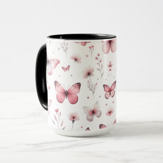 Pink Butterflies Tasse (Vorderseite Links)