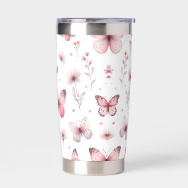 Pink Butterflies  Thermobecher