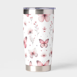 Pink Butterflies Thermobecher