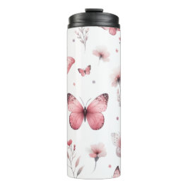 Pink Butterflies  Thermosbecher